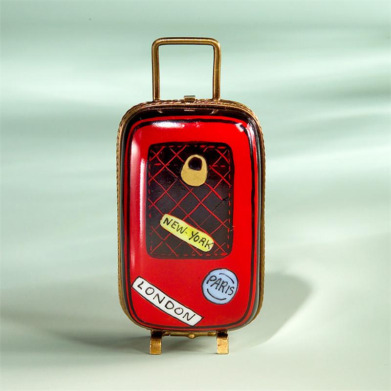 Limoges Red Travel Carry On Suitcase Box